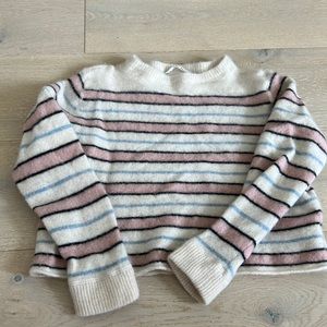 Reformation Cashmere Sweater in Cream, Pink, and Blue